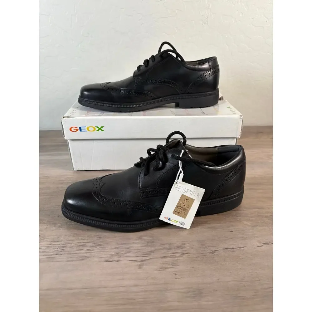 GEOX J Federico Black Patent Italian Leather Men's Shoes 6.5 EU 40 New‎ in Box